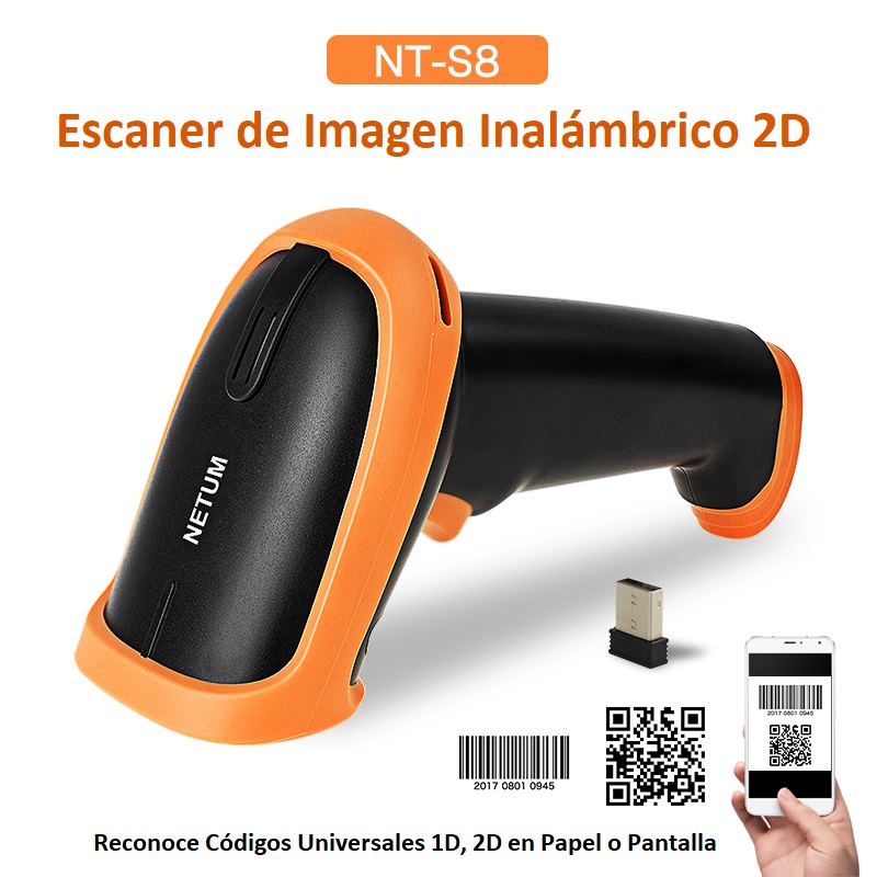 Imagen descriptiva del producto Lector de Código de Barras, QR, PDF417 inalámbrico 1D/2D NETUM S8