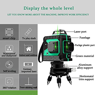 Imagen descriptiva del producto Nivel Laser 12 líneas Autonivelante 360 Horizontal y vertical TQ12 + Tripode