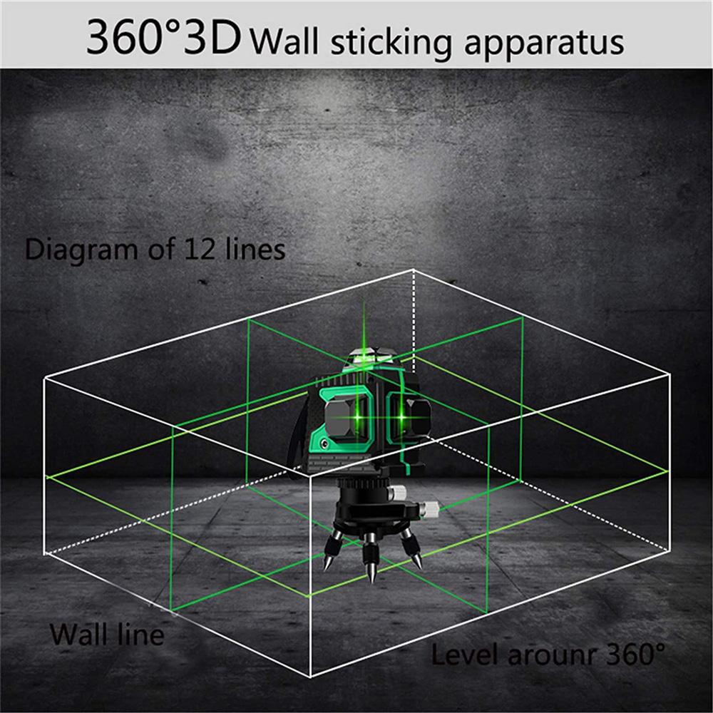 Imagen descriptiva del producto Nivel Laser 12 líneas Autonivelante 360 Horizontal y vertical TQ12 + Tripode