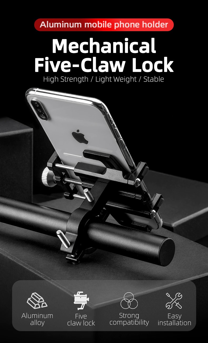 Imagen descriptiva del producto Soporte de Aluminio para celular para bicicleta y moto ROCKBROS 699
