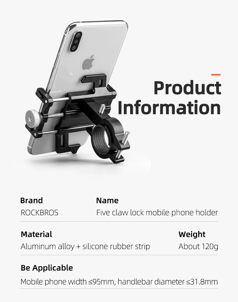 Imagen descriptiva del producto Soporte de Aluminio para celular para bicicleta y moto ROCKBROS 699