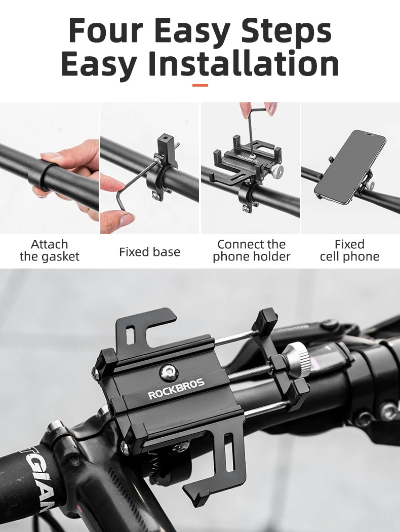 Imagen descriptiva del producto Soporte de Aluminio para celular para bicicleta y moto ROCKBROS 699