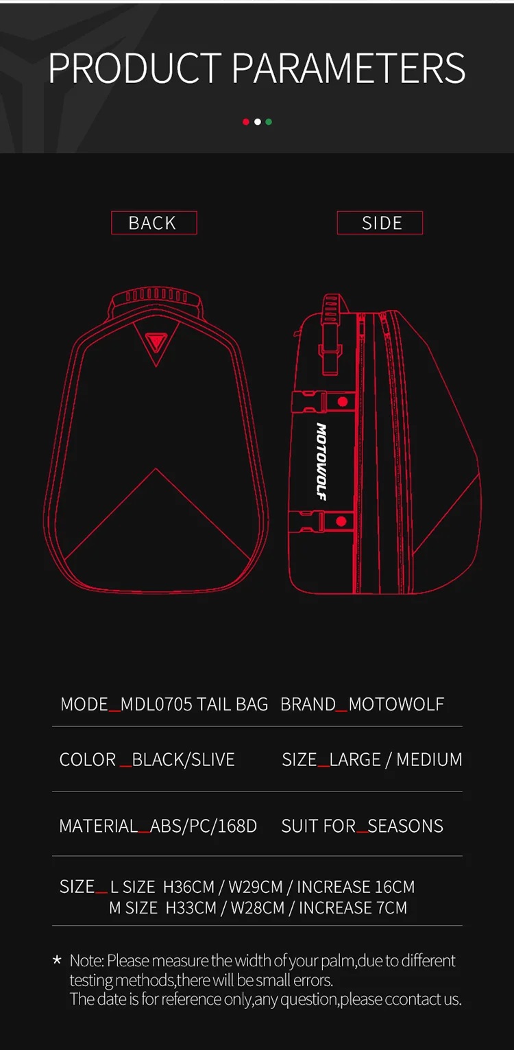 Imagen descriptiva del producto Mochila Maleta Top Case impermeable para motocicleta Motowolf 0705