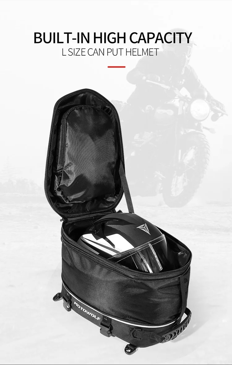 Imagen descriptiva del producto Mochila Maleta Top Case impermeable para motocicleta Motowolf 0705