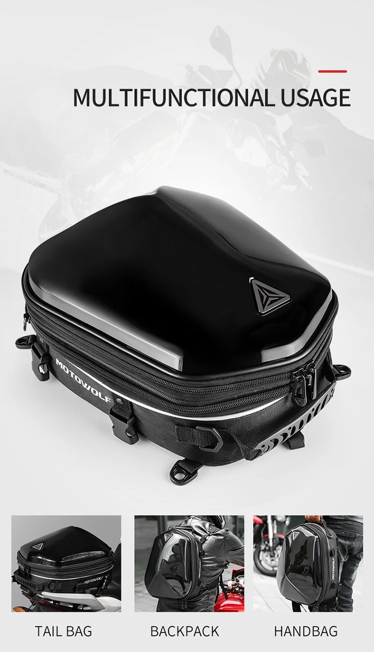 Imagen descriptiva del producto Mochila Maleta Top Case impermeable para motocicleta Motowolf 0705