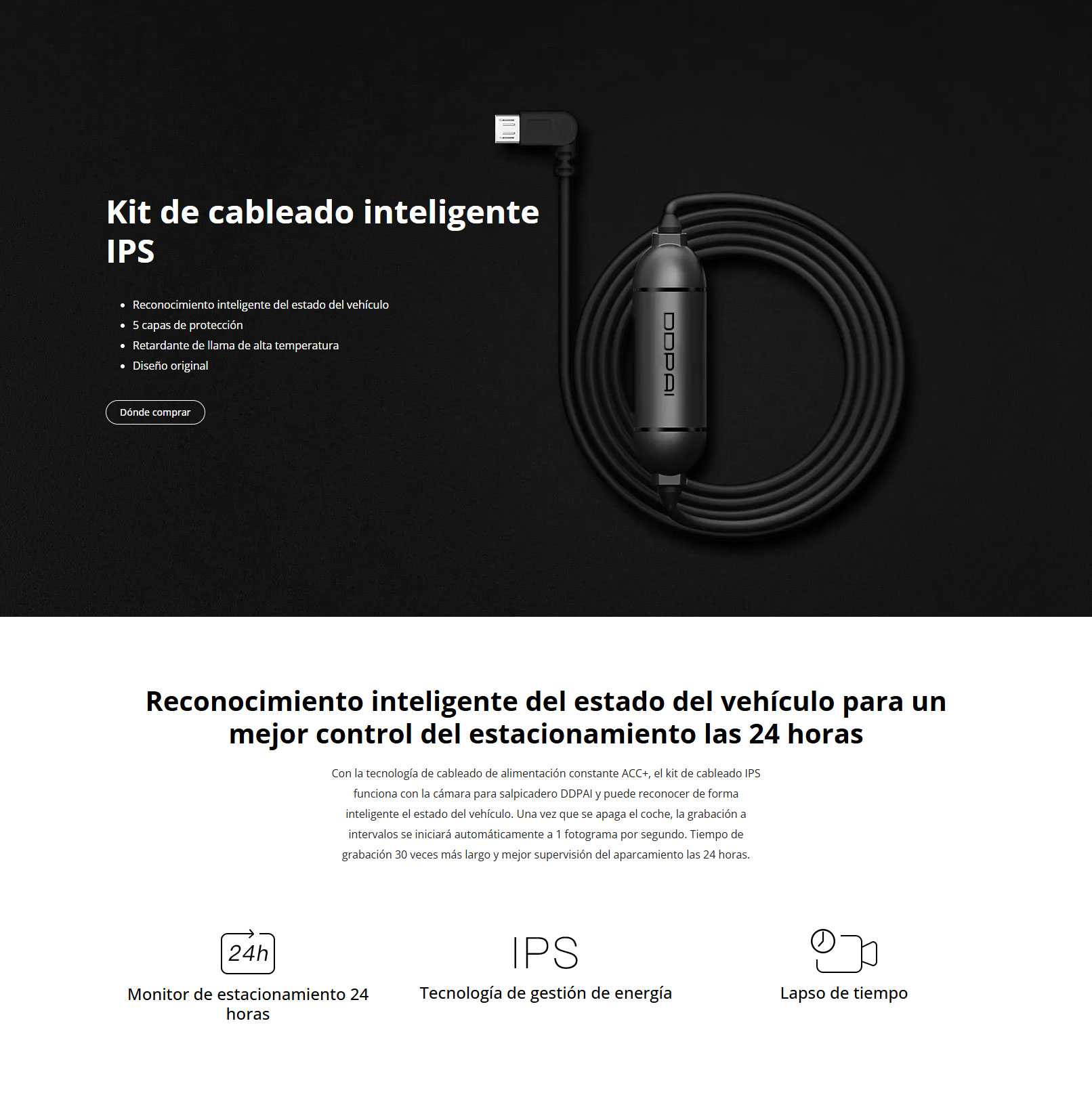 Imagen descriptiva del producto Kit de cableado energía Micro USB A_HC22 para cámara de auto DDPAI para MINI PRO