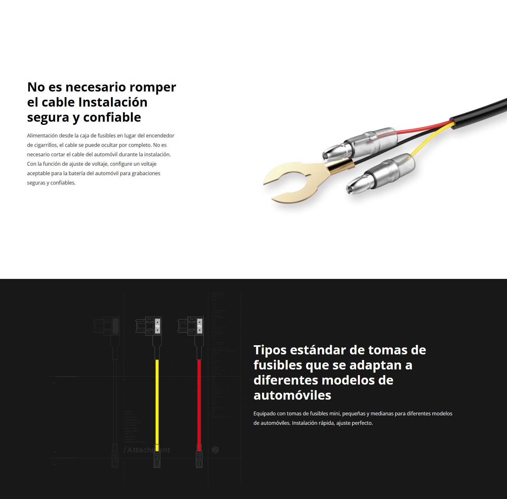 Imagen descriptiva del producto Kit de cableado energía Micro USB A_HC22 para cámara de auto DDPAI para MINI PRO