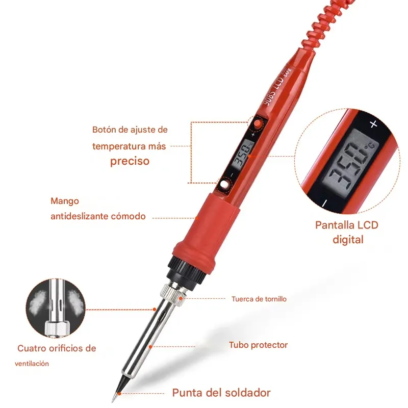 Imagen descriptiva del producto Estación de soldadura eléctrica 80W Ajustable 180-500ºC JCD 908S