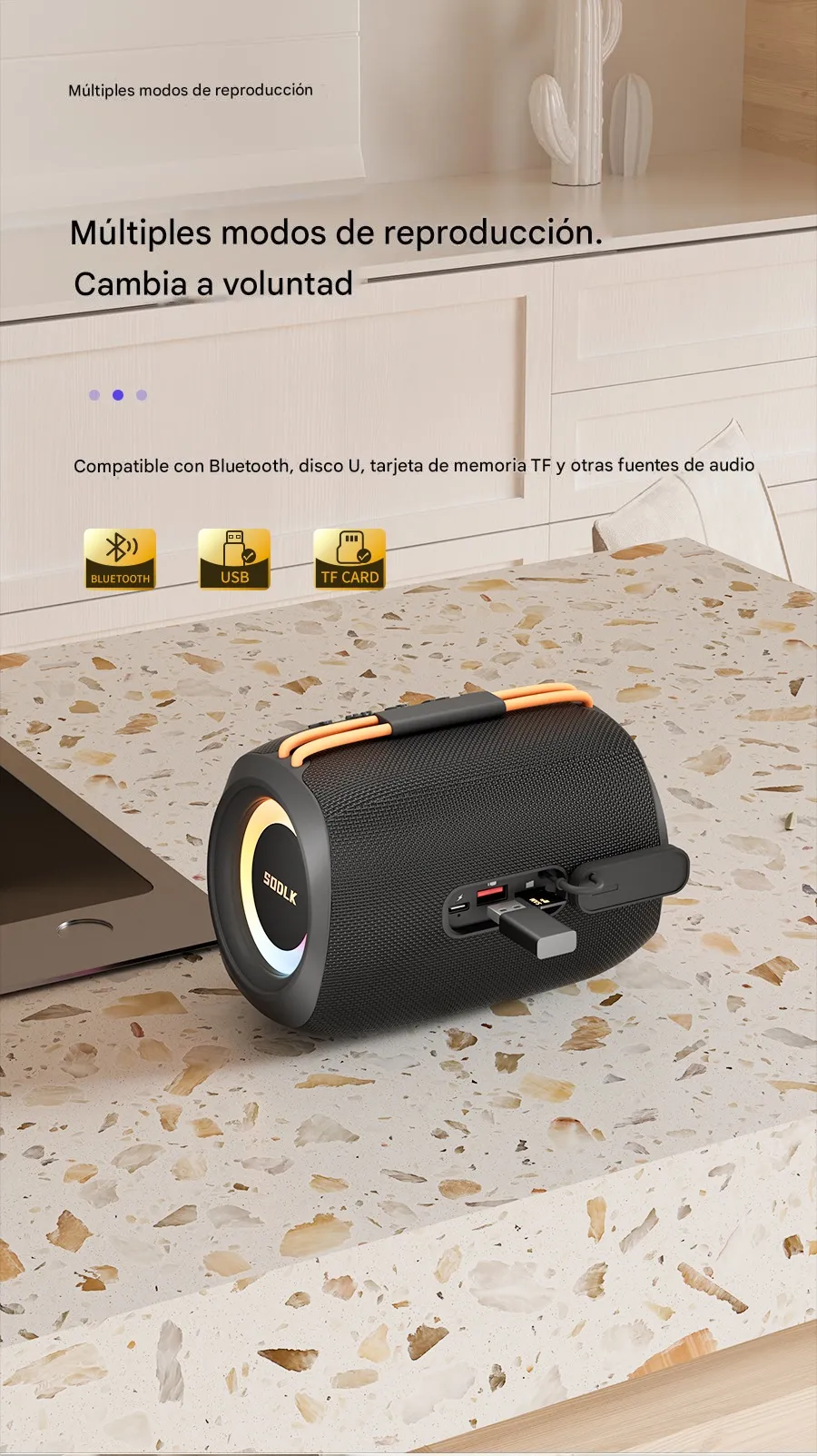 Imagen descriptiva del producto Parlante Altavoz Bluetooth 5.3 Inalámbrico 20W 3600 mAh Potente IPX6 SODLK TX11