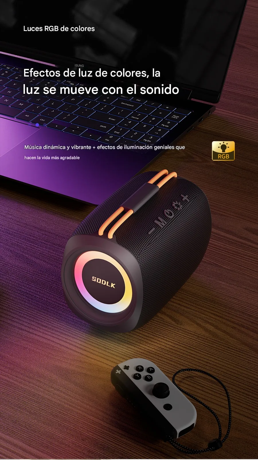 Imagen descriptiva del producto Parlante Altavoz Bluetooth 5.3 Inalámbrico 20W 3600 mAh Potente IPX6 SODLK TX11