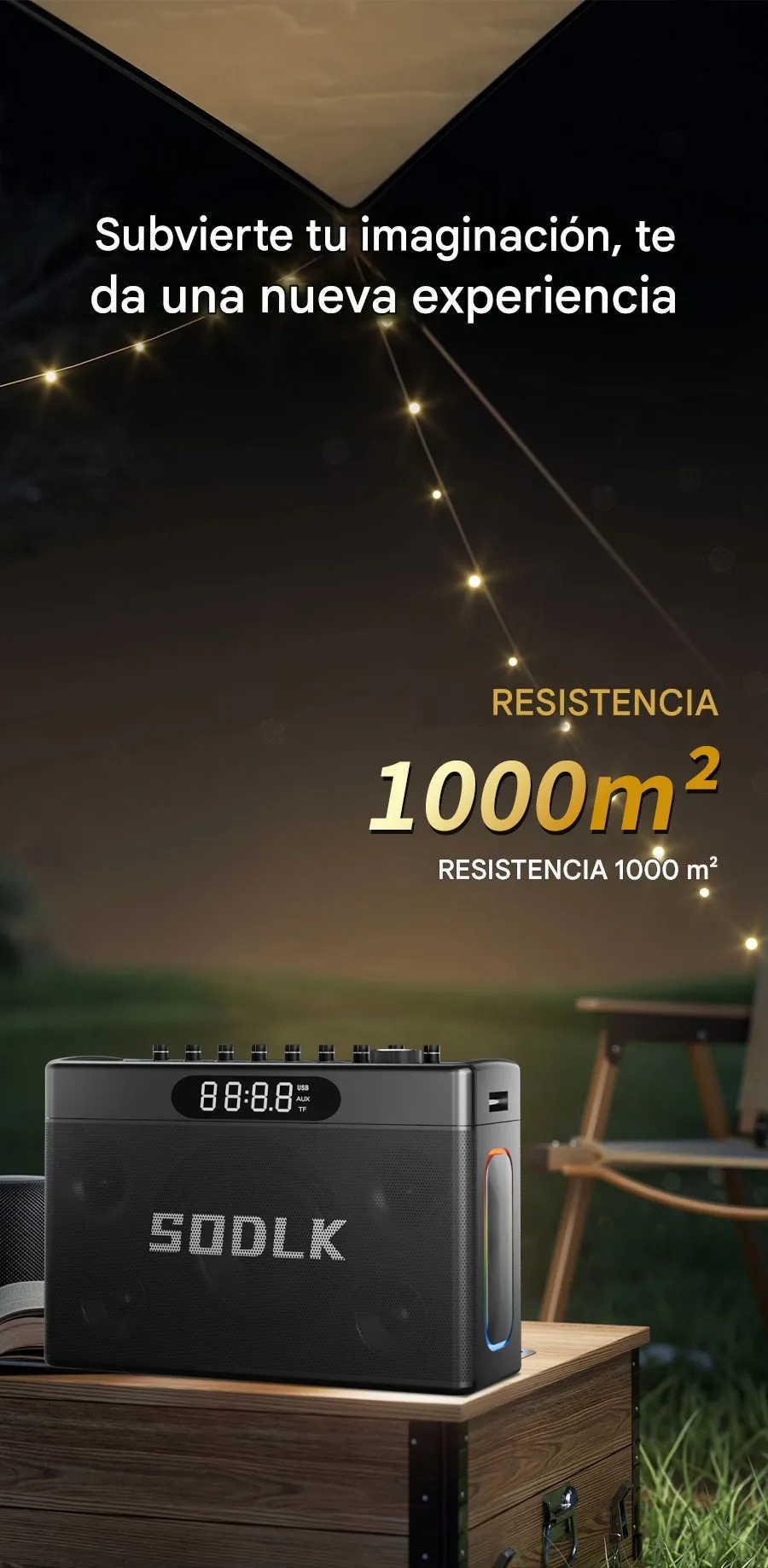 Imagen descriptiva del producto Parlante Altavoz Bluetooth 5.3 Karaoke 2 Mic 300W 19800mAh IPX5 TWS SODLK S1127 PLUS