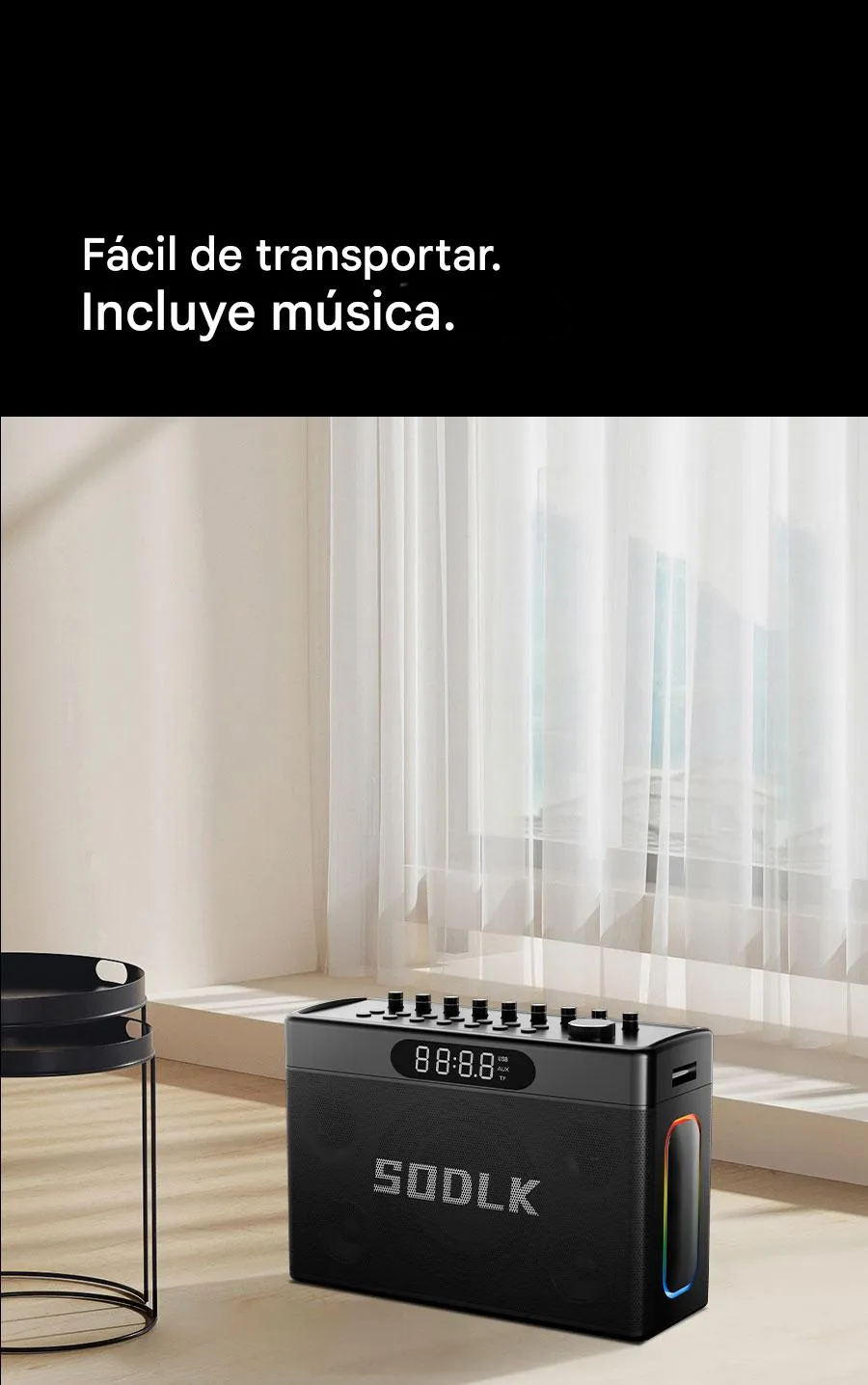 Imagen descriptiva del producto Parlante Altavoz Bluetooth 5.3 Karaoke 2 Mic 300W 19800mAh IPX5 TWS SODLK S1127 PLUS