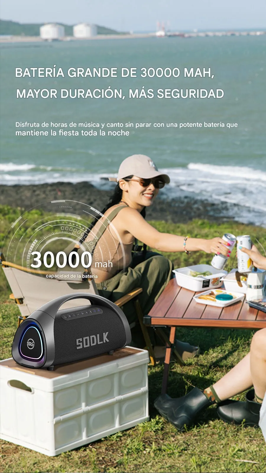 Imagen descriptiva del producto Parlante Altavoz Bluetooth 5.3 Karaoke 2 Mic 320W 30000mAh IPX6 TWS SODLK S1617