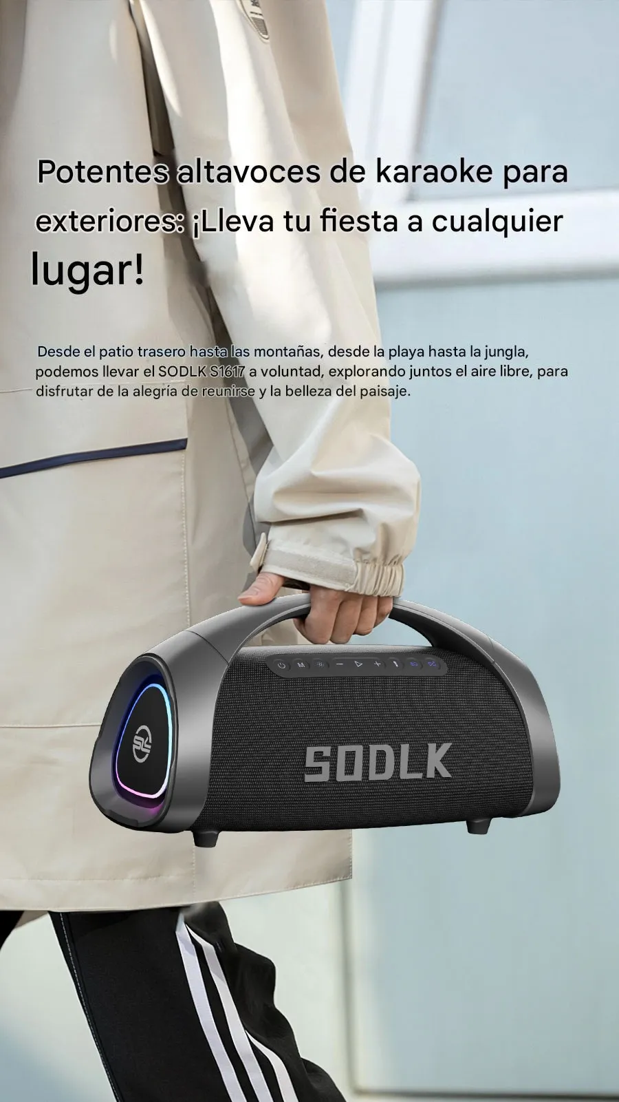 Imagen descriptiva del producto Parlante Altavoz Bluetooth 5.3 Karaoke 2 Mic 320W 30000mAh IPX6 TWS SODLK S1617