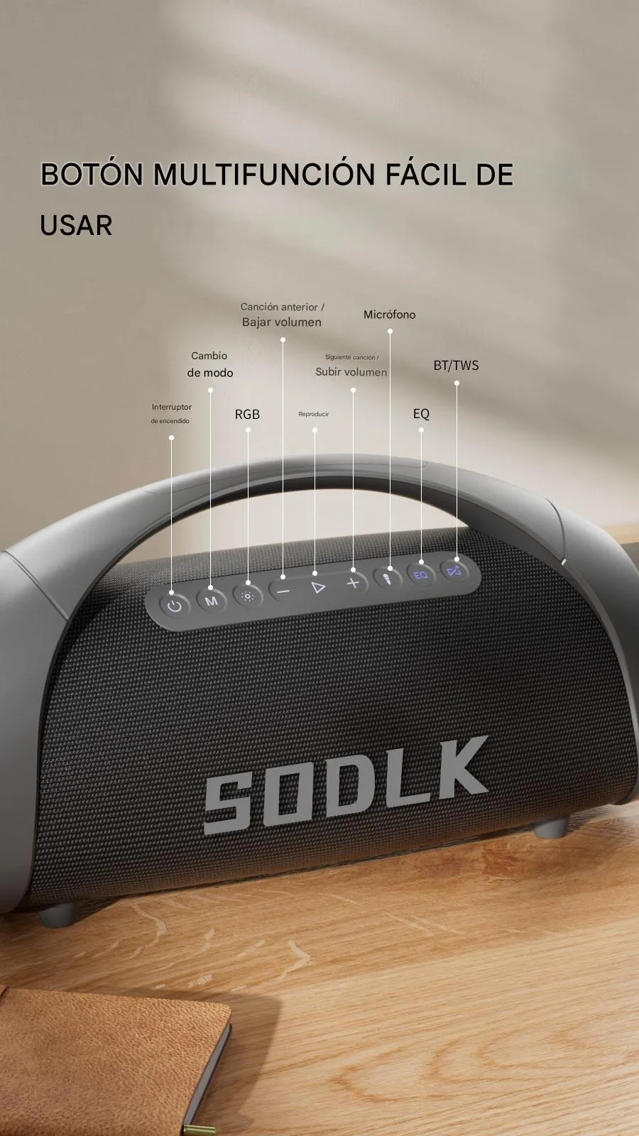 Imagen descriptiva del producto Parlante Altavoz Bluetooth 5.3 Karaoke 2 Mic 320W 30000mAh IPX6 TWS SODLK S1617