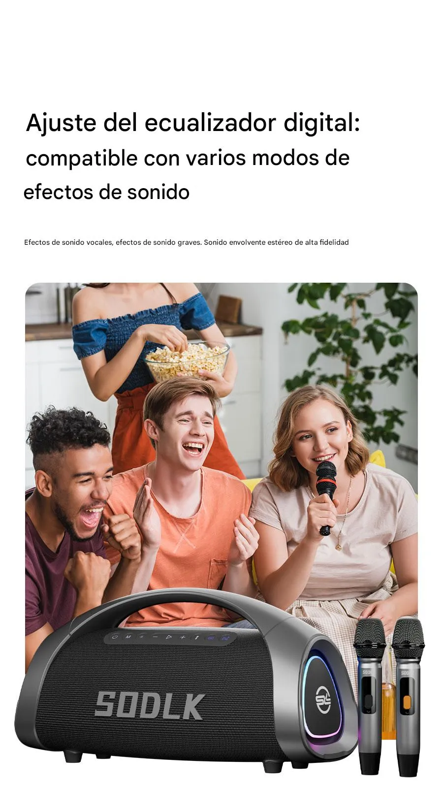 Imagen descriptiva del producto Parlante Altavoz Bluetooth 5.3 Karaoke 2 Mic 320W 30000mAh IPX6 TWS SODLK S1617