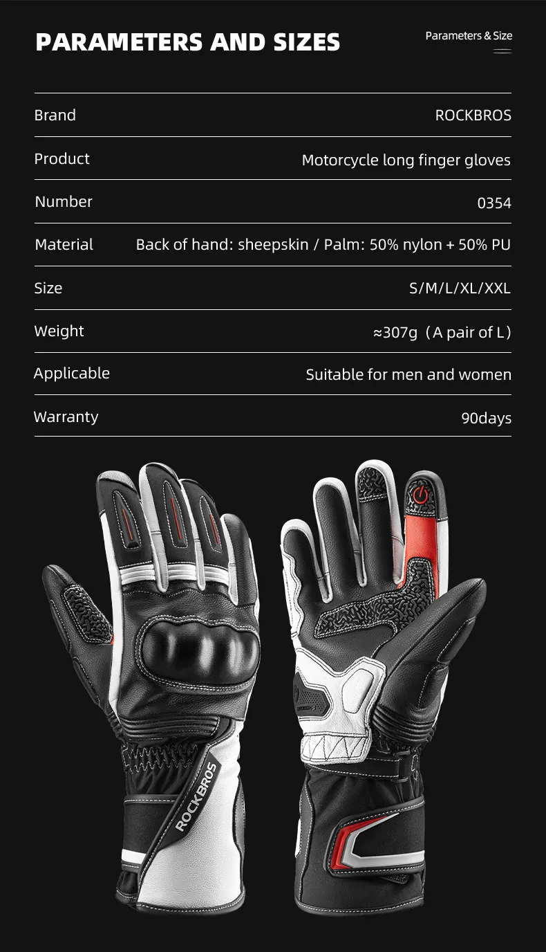 Imagen descriptiva del producto Guantes Para Motociclismo Invierno Dedo Touchscreen Impermeable Rockbros 0354