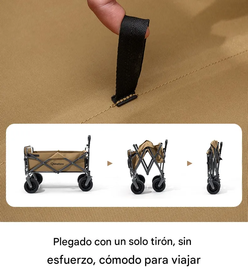 Imagen descriptiva del producto Carro Plegable de Camping Qunature 150–180L 4 Ruedas Todoterreno 150kg