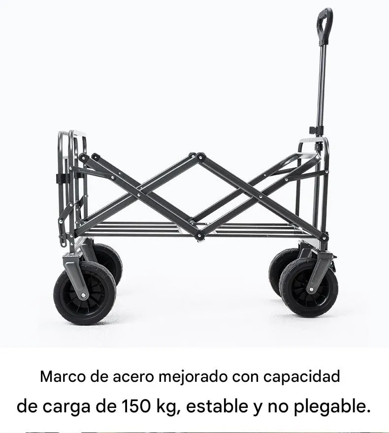Imagen descriptiva del producto Carro Plegable de Camping Qunature 150–180L 4 Ruedas Todoterreno 150kg