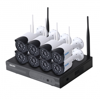 Kit NVR inalámbrico Sistema de 8 cámaras de seguridad IP Wifi 1080P Escam WNK804