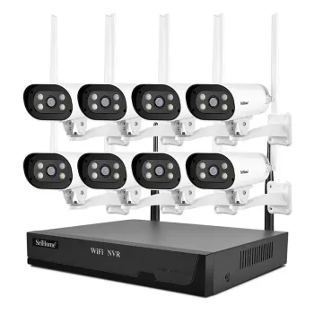 Kit WiFi SriHome NVS001 8 Cámaras IPC037 1080P con Audio y Visión Nocturna a Color