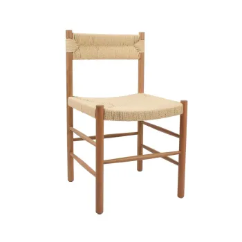 Silla Para Comedor De Madera Maciza Con Asiento Y Respaldo De Cuerda Trenzada Natural LF9-86