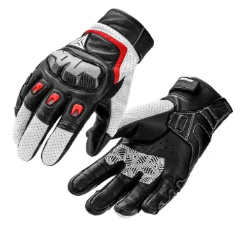 Guantes de Cuero para Motociclismo Motowolf 0305C - Blanco